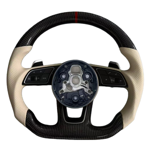 Volant de direction en cuir perforé en fibre de carbone de haute qualité et de fabrication raffinée pour <span class=keywords><strong>Audi</strong></span> S3 8V S4 S5 B9 RS3 RS4 RS5 - Product Image 2