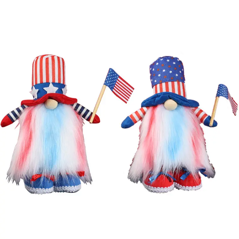 カスタマイズされた独立記念日Gnome人形カラフルなひげ顔のないTomteAmerica家の装飾7月4日フェスティバルGnome