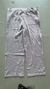 Stile personalizzato o Logo <span class=keywords><strong>pantaloni</strong></span> <span class=keywords><strong>di</strong></span> <span class=keywords><strong>lino</strong></span> da uomo doppio plissettato borsa anteriore a cilindro dritto traspirante ampia cerniera Fly solido Casual - Product Image 4