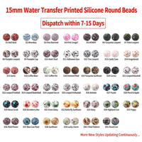 Manik-manik Silikon Food Grade 15mm Bermotif Bebas BPA, Manik Gigitan untuk Pembuatan Perhiasan Kalung Pena DIY, Manik Kunyah Sensorik