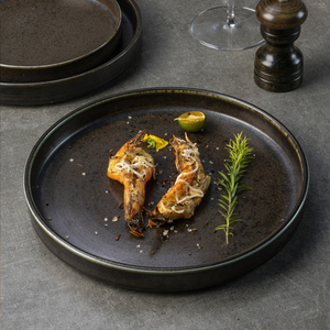 Ensemble de vaisselle en céramique de style arabe antique en gros, assiettes et bols, pour restaurant occidental, vaisselle en porcelaine noire - Product Image 2