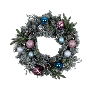 Couronne de Noël artificielle en plastique de 24 pouces pour porte d'entrée, fournie par l'usine - Product Image 2