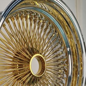 Jantes à rayons dorées avec bord chromé 13x7 14x7 15x7 16x7 17x8 18x8 20x8 22x8 24X10 pouces 72 <span class=keywords><strong>100</strong></span> 150 rayons - Product Image 4