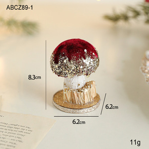 Ready Stock <b>Glitter</b> Velvet Mushroom Pumpkin Ornament Burgundy <b>Pink</b> Color for Christmas Desktop Home Holiday Decoration - Product Image 6