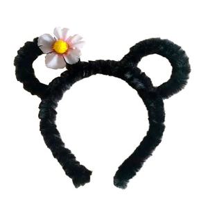 Diadema de felpa de oso de peluche de tela de dibujos animados, accesorios de maquillaje para el cabello, diademas con Orejas de conejo huecas de flores - Product Image 6