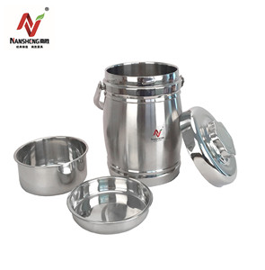 Large Wall Container Thermal Insulated Lunch Container Large Reusable Drum Shape 3 Layer Bento Double Wall Lunch Container Vacuum Bento Thermal Stainless Steel Insulated Lunch Box