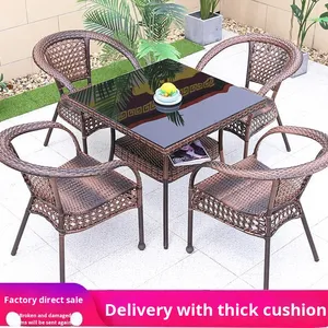 <span class=keywords><strong>Set</strong></span> da Esterno in Stile Cinese Moderno con Tavolo in Plastica <span class=keywords><strong>e</strong></span> Tre Sedie con <span class=keywords><strong>Tavolino</strong></span> da Tè per Balcone, Cortile <span class=keywords><strong>e</strong></span> Terrazza - Product Image 3