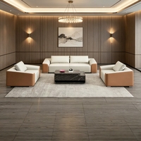 Ensemble de canapé et table basse de bureau moderne pour appartement et bureau, combinaison en cuir, mobilier commercial