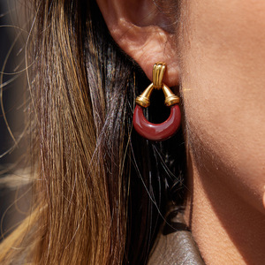 Boucles d'oreilles géométriques en forme de U, en résine composite, couleur or, bijoux de fête pour femmes - Product Image 2