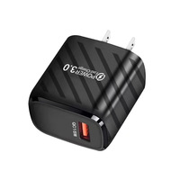 Adaptateur mural de voyage USB à charge rapide EU US QC3.0 18W noir et blanc avec sortie 5V/3A pour iPhones