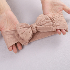 New Style Children's Hair Accessories European and American Jacquard Nylon Hair Band Double Layer Bow Knot <strong>Baby</strong> <strong>Headband</strong> - Product Image 3