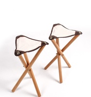 HE-1149, Portable Pliant Hêtre Bois Camping Pique-Nique SBBQ Chaises Chaises De Pêche En Bois Massif Et Toile Tabourets Triangulaires