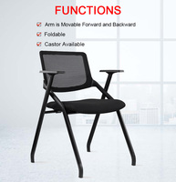 Chaise de formation pivotante pliable réglable, base en métal, maille plastique moderne, pour salle de conférence, utilisation scolaire, utilisation de tablette d'écriture