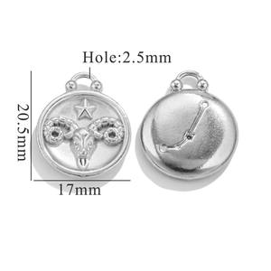 Breloque ronde personnalisée en acier inoxydable or et argent avec signe <span class=keywords><strong>du</strong></span> zodiaque et <span class=keywords><strong>mois</strong></span> de naissance, estampée, pour la fabrication de bijoux, cadeau d'anniversaire - Product Image 5