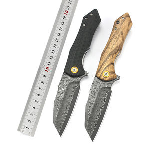 سكين جيب قابل للتخصيص GT-DM020 من خشب الزيبرا/ألياف الكربون G10 وفولاذ دمشقي قابل للطي للاستخدام الخارجي من تونايفير - Product Image 1