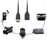 Câble d'extension USB 3.0 M/F Standard Type A Mâle à Femelle Noir