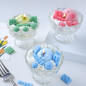 Glass Dessert <b>Cup</b> Ice Cream Scented Candle Cream Styling Desktop Atmosphere Aroma Holiday Present Ornament - Product Image 1