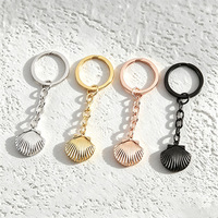 Porte-clés en métal en forme de coquillage, simple et élégant, en acier inoxydable, avec cadre photo et breloque suspendue