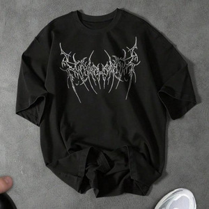 Camiseta Deportiva de Compresión para Hombre con Diseño Geométrico de Telaraña, Tejida, 180 Gramos, Manga Corta, Corte Ajustado, Secado Rápido, Cuello Redondo, Negra - Product Image 3