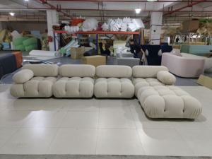 クリームサビワビデザインイタリアのミニマリスト生地モジュラー断面ソファ取り外し可能3 + 2 + 1人大きなヴィラアパートホテルソファ - Product Image 6