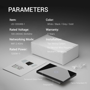 Módulo de panel táctil de vidrio templado de color blanco, negro, gris y dorado, Control de aplicación Tuya Smart Life, interruptor WiFi inteligente de 1 banda - Product Image 2
