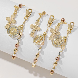 Braccialetti Religiosi della Vergine di Guadalupe, Gioielli con Perline di Zircone Colorate, Bracciale <span class=keywords><strong>Rosario</strong></span> per Donne - Product Image 2