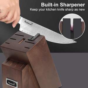 طقم سكاكين مطبخ من الفولاذ الدمشقي المقاوم للصدأ مكون من 12 قطعة بمقابض مانعة للانزلاق من كويزين - Product Image 6