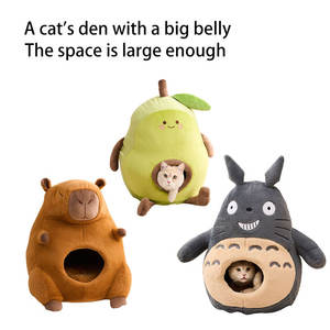 Kapibara Winter Warm Vier Seizoenen Universeel Gesloten Kattenbed <span class=keywords><strong>Totoro</strong></span> Agaro Cartoon Effen Patroon Ademende Stoffen Bedden Voor Huisdieren - Product Image 5