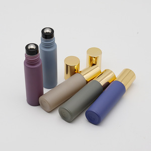 Bouteilles en verre cylindriques mates de 5 ml pour parfum et huiles essentielles, réutilisables, vertes, bleues, violettes, grises, avec applicateur roll-on luxueux – Vente en gros - Product Image 6