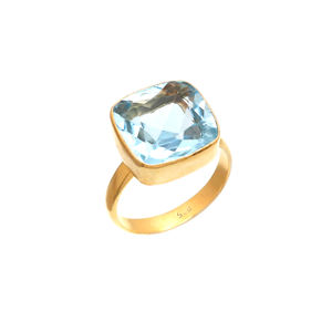 2025 anillos ajustables para mujer hermoso diseño hecho a mano Topacio Azul piedra preciosa 18K chapado en oro boda fiesta joyería de moda - Product Image 1