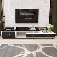 Ensemble table basse et meuble TV en verre trempé, style nordique moderne minimaliste, avec structure extensible, meuble TV pour salon