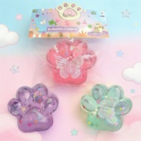 Jouet anti-stress transparent en forme de patte de chat, en silicone super doux, sensation de boue, à rebond lent, pour la relaxation et la décompression, emballage inclus
