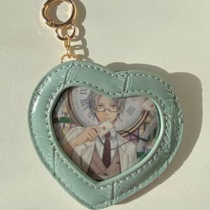 Wholesale Durable Mini Heart-Shape Keychain Premium PU Leather Badge Holder with Pouch for Office & Event Promotions - Product Image 1