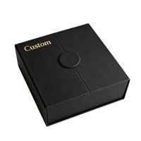Emballage en carton de luxe avec logo personnalisé, boîtes cadeaux rigides en papier noir pliables avec fermeture magnétique, double porte, forme spéciale