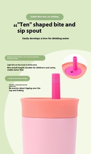 Bouteille d'eau isotherme mini 12oz couleur macaron, personnalisable avec logo, en acier inoxydable 304 à double paroi sous vide avec couvercle à paille - Product Image 3