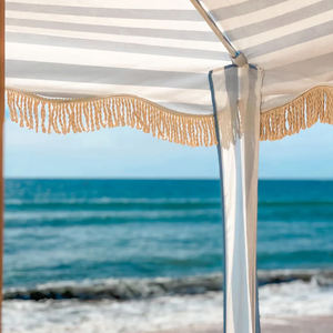 BR Leisure เต็นท์ด้านข้างสำหรับชายหาดทะเลกันลมป้องกันรังสียูวีพร้อมเสาไม้พู่ห้อยสำหรับชายหาด - Product Image 6