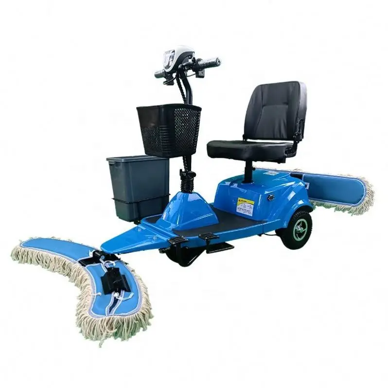 Scooter électrique de mobilité de nettoyage de plancher avec pousser la vadrouille de conduite approvisionnement d'usine de chariot de poussière de trois roues