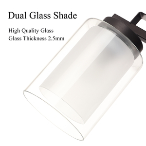 Dark Bronze E26 Antique phòng tắm đèn đồ đạc tường <span class=keywords><strong>Bracket</strong></span> 3 Head kép Glass Shade <span class=keywords><strong>Vanity</strong></span> ánh sáng cho hộ gia đình khách sạn - Product Image 5