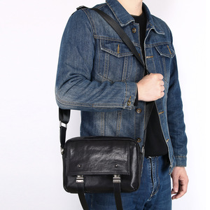 Men's Genuine Leather Crossbody <b>Bag</b> <b>Black</b> <b>Small</b> Handmade Shoulder <b>Bag</b> Everyday Use - Product Image 1