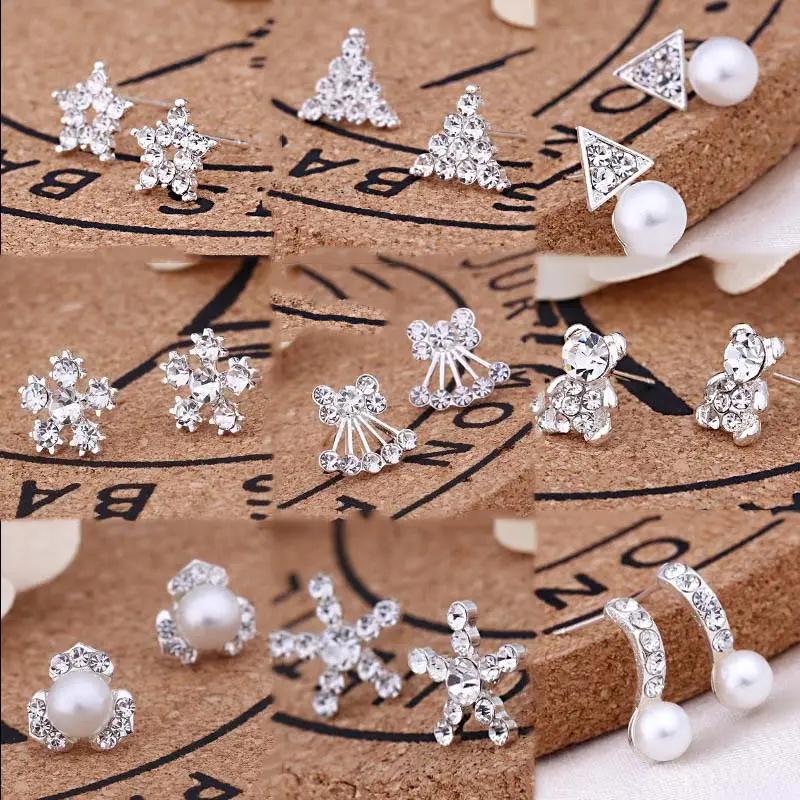 Koreaanse Hot Verkoopt Modieuze Parel Zirkoon Diamanten Hanger Oor Stud Legering Oorbel Voor Vrouwen