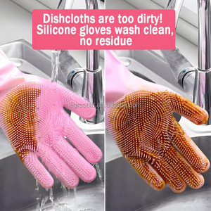 Guantes de Limpieza Reutilizables de Espesor Medio, Resistentes al Calor, con Cepillo de Silicona para Lavar Platos, Diseño Nuevo 2025 - Product Image 3