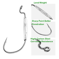 JOHNCOO 1.8g 3g 6g Crochets de Pêche En Acier À Haute Teneur En Carbone Manivelle Plomb Hameçons Super Aiguisés pour Leurre Souple Hameçon