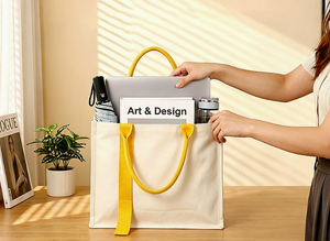 Custom Logo <b>Canvas</b> <b>Tote</b> Bag Reusable Shopping Handbag Zipper Shoulder Crossbody Bag for Travel Daily Use - Product Image 6