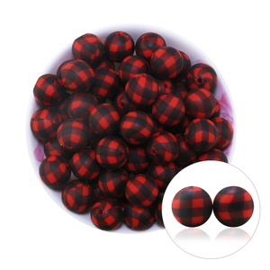 Cuentas de Silicona con Diseño de Cuadros de Búfalo Personalizadas 2024, 15 mm, Redondas, Rojas, Verdes, Blancas y Negras, para Hacer Bolígrafos y Joyería - Product Image 6