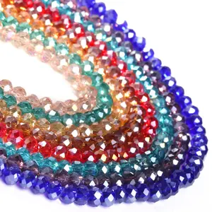 Perles chinoises ellipse de verre cristal perles colorées AB pour accessoires de vêtement