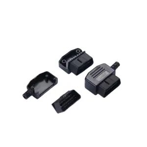 Customized OBD2 Male Connector Plastic Shell For Car Side Exit Connection Cable