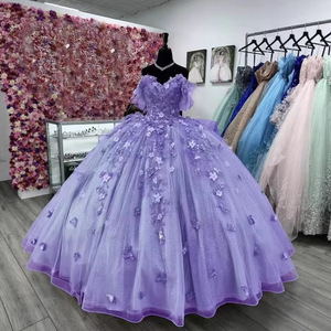 <span class=keywords><strong>Vestido</strong></span> <span class=keywords><strong>de</strong></span> Noche/Fiesta SWS008 Estilo Europeo Americano Tallas Grandes <span class=keywords><strong>de</strong></span> Tul Mini con Ilusión <span class=keywords><strong>de</strong></span> Hombros Caídos y Apliques 3D para Cumpleaños/Boda - Product Image 3