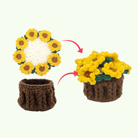 Décoration de Noël et de la Fête des Enseignants : Sous-verre en fibre acrylique fait main au crochet, motif fleur, plante en pot déformable, ornement suspendu