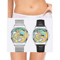 Montre de dessin animé Jokercat CatMouse avec bracelet en cuir, mouvement à quartz, résistance à l'eau 10m, design élégant, aiguilles pour hommes, femmes et enfants