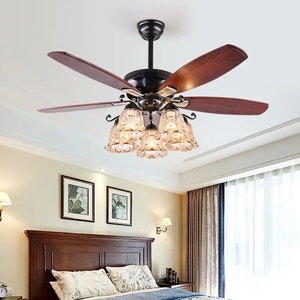 Lampes LED pour restaurant, plafonnier simple de style européen, avec lumière, ventilateur rétro de style campagnard, lustre - Product Image 3